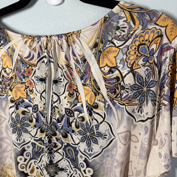 Y2K World Unity Women Embroidered Beaded Blouse 3X Boho Hippie Fairy Whimsy Goth - Picture 7 of 12